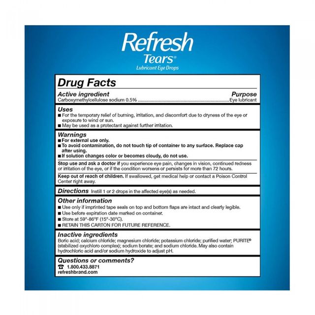 Nước nhỏ mắt Refresh Tears Lubricant Eye Drops Multi-Pack 65 ml Mỹ 2